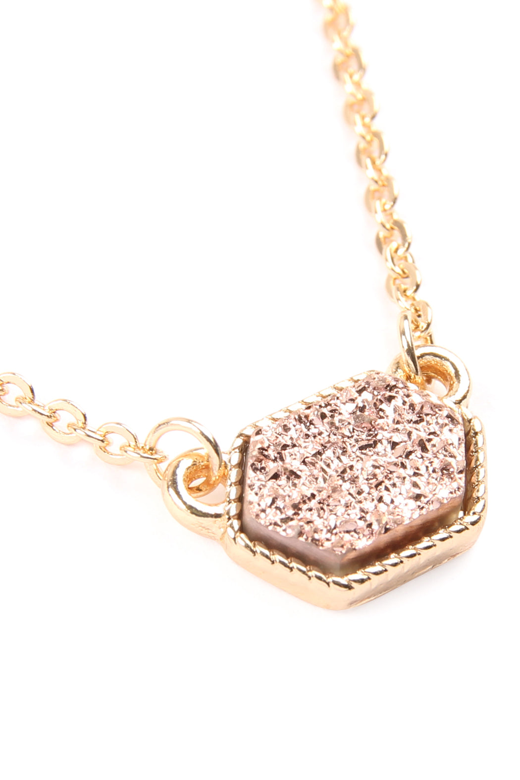 Druzy Hexagon  Necklaces With Stud Earrings.