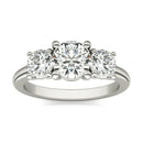 AGI Certified 2 CTW Classic Three-Stone Round Lab Grown Diamond (G-Vs) Engagement Ring in 14K White Gold.