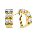 18K Yellow Gold 1 3/4 Cttw Invisible Set Princess Cut Diamond and 2.5mm Yellow Sapphire Huggie Hoop Earrings (F-G Color,.