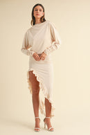 Mable Backless Asymmetric Ruffle Hem Dress.