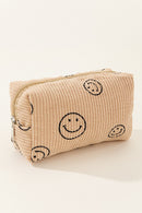 Zenana Smiley Face Corduroy Cosmetic Pouch.