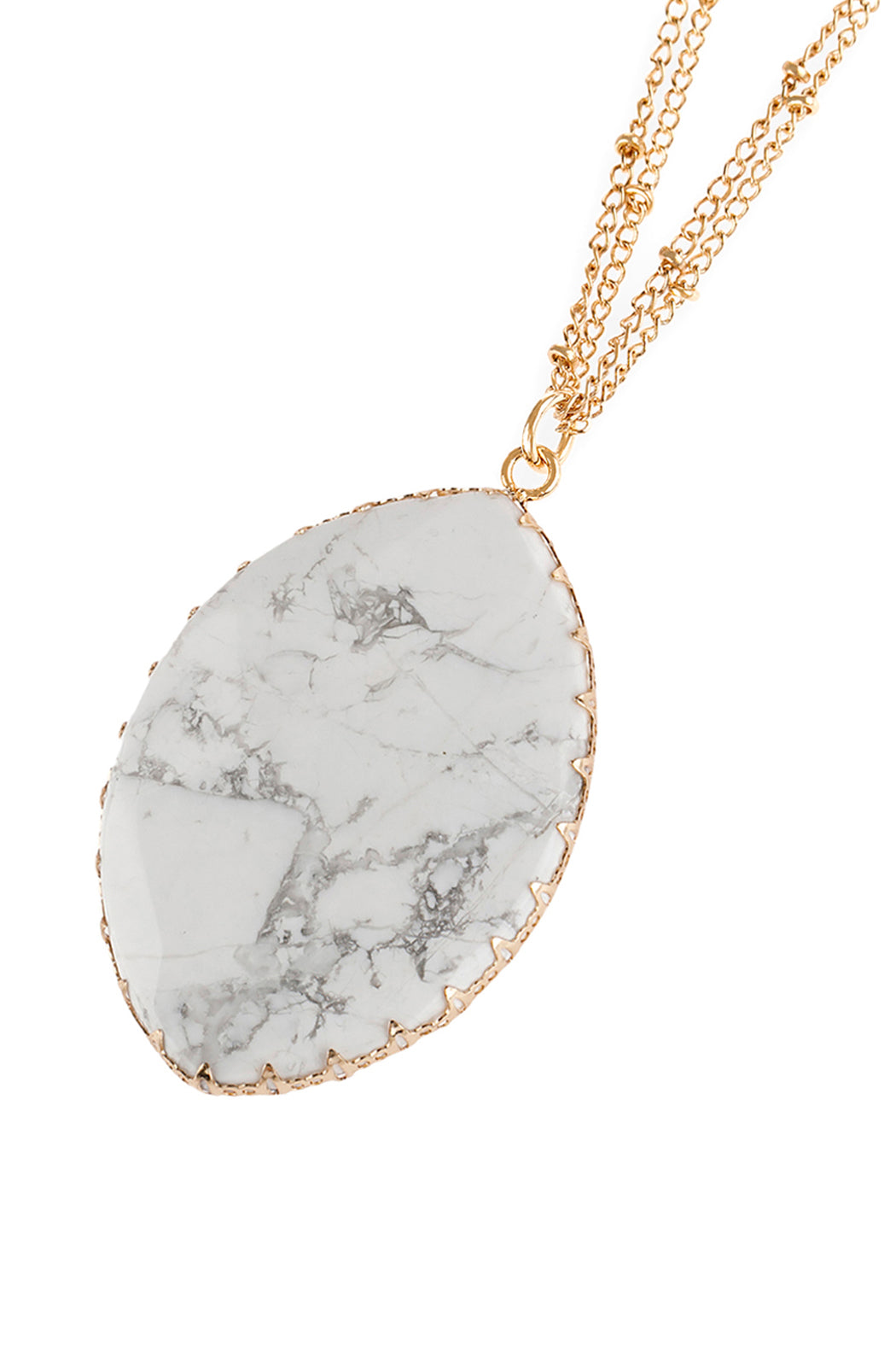 Natural Stone Wrap Oval Pendant Chain Necklace.