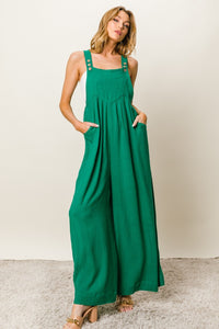 BiBi Texture Sleeveless Wide Leg Jumpsuit.