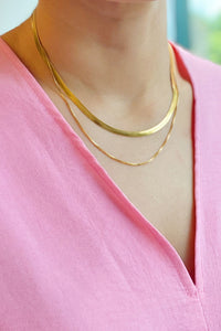 Layered Herringbone Chain Necklace.