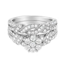 .925 Sterling Silver 1 Cttw Lab Grown Diamond Engagement Ring and Band Set (F-G Color, VS2-SI1 Clarity).