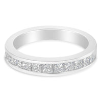 Women's 18K White Gold Princess Cut Diamond Band Ring (1 Cttw, G-H Color, SI1-SI2 Clarity).