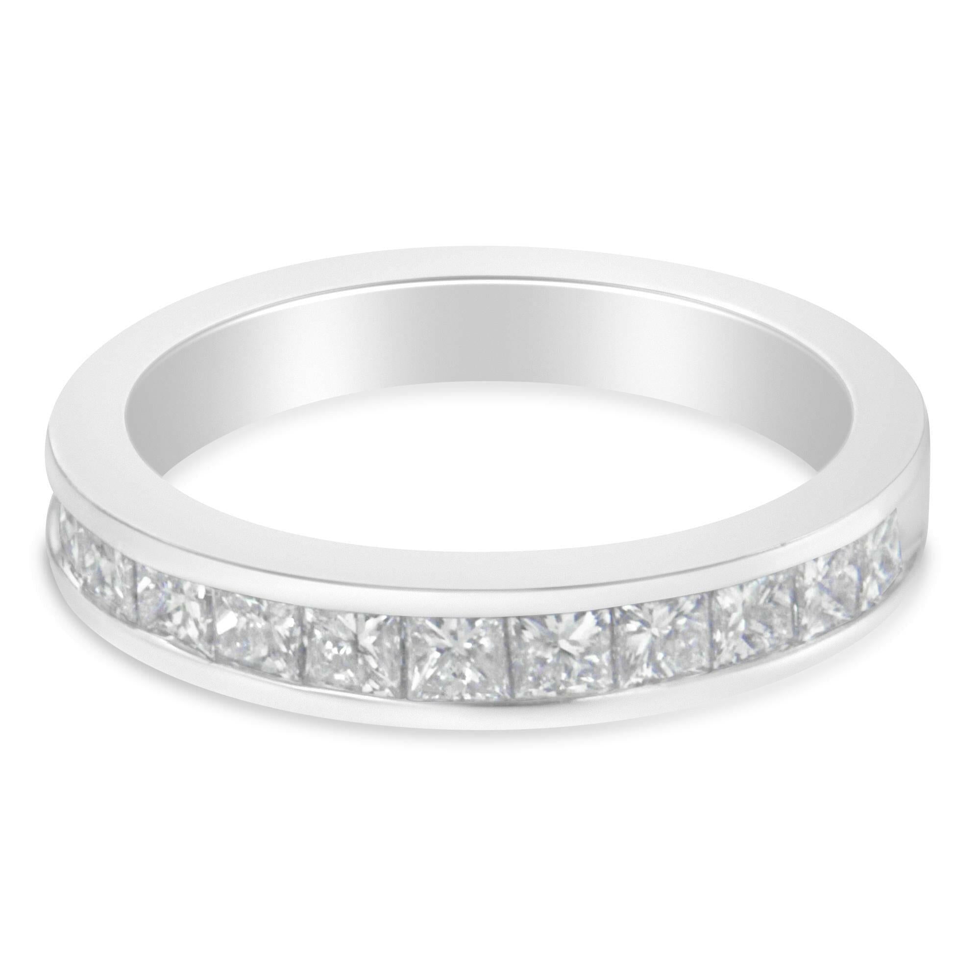 Women's 18K White Gold Princess Cut Diamond Band Ring (1 Cttw, G-H Color, SI1-SI2 Clarity)