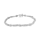 .925 Sterling Silver 1-1/2 Cttw Diamond Marquise Halo and Line Link Tennis Bracelet (I-J Color, I2-I3 Clarity) - 7-1/4".