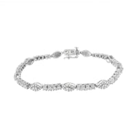 .925 Sterling Silver 1-1/2 Cttw Diamond Marquise Halo and Line Link Tennis Bracelet (I-J Color, I2-I3 Clarity) - 7-1/4".