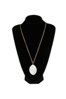 Natural Stone Wrap Oval Pendant Chain Necklace.