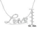 .925 Sterling Silver 1/4 Cttw Diamond Cursive "Love" 18" Pendant Necklace (H-I Color, I1-I2 Clarity).