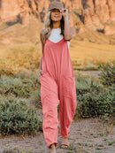 Double Take Full Size Sleeveless V-Neck Pocketed Jumpsuit.