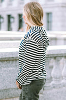 Julia Stripe Kangaroo Pocket Drawstring Hoodie.