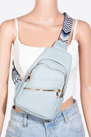 Fame PU Leather Chevron Strap Crossbody Bag.