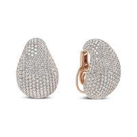 18K Rose Gold 13 1/5 Cttw Micro-Pave Diamond Sculptural Design Statement Omega Back Earrings (G-H Color, SI1-SI2 Clarity.