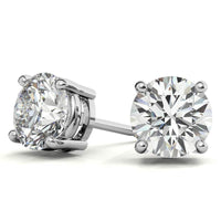 4.00 CTW AGI Certified Lab Grown Diamond Stud Earrings in 14K White or Yellow Gold - G Color VS Clarity